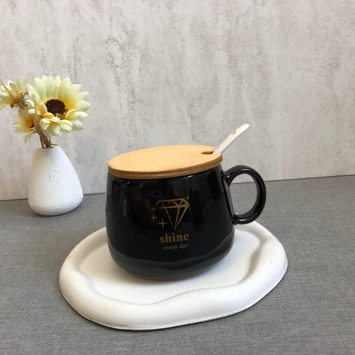 ماگ ساده درب چوبی طرح دار