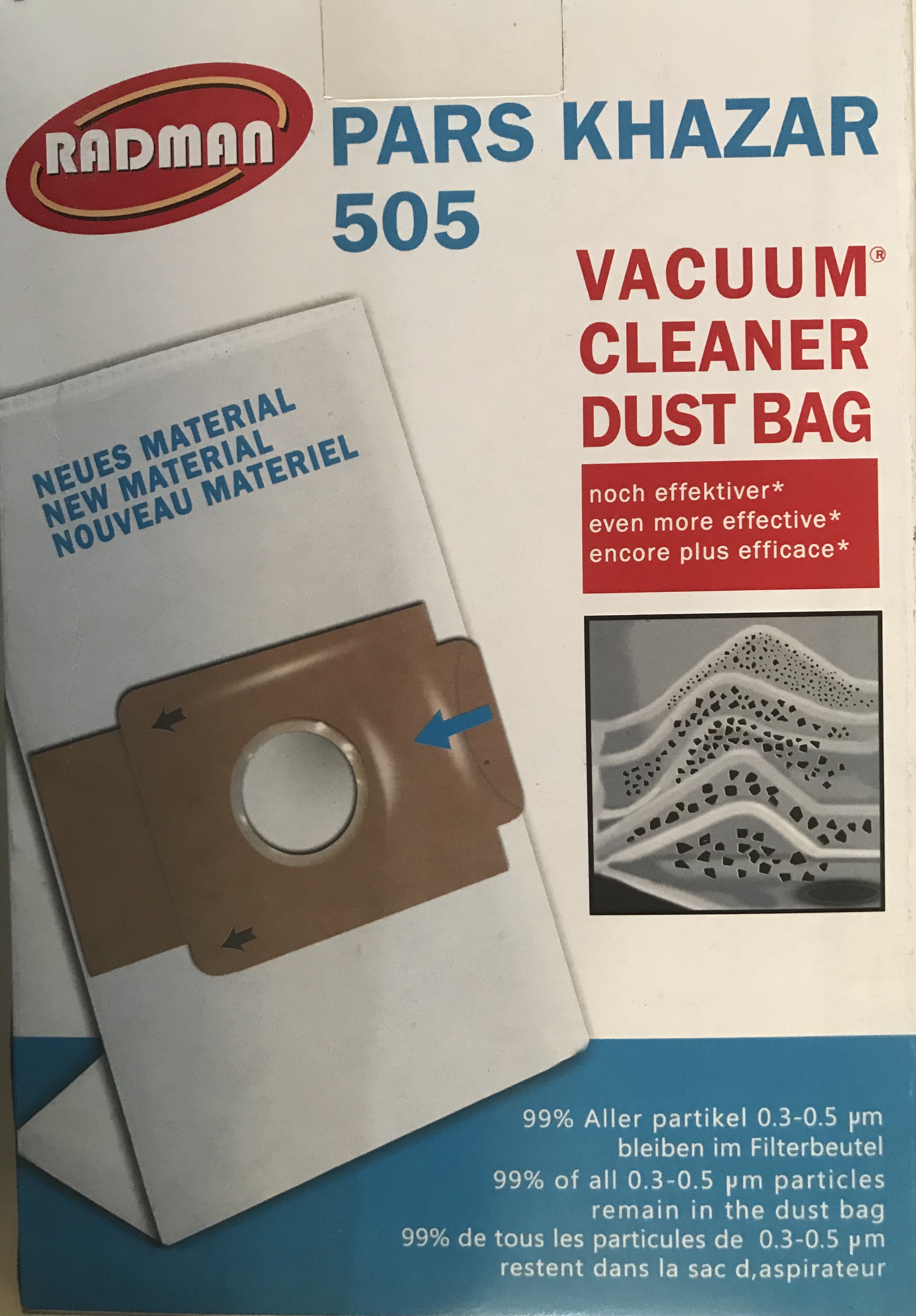 پاکت جارو برقی PARS KHAZAR 505