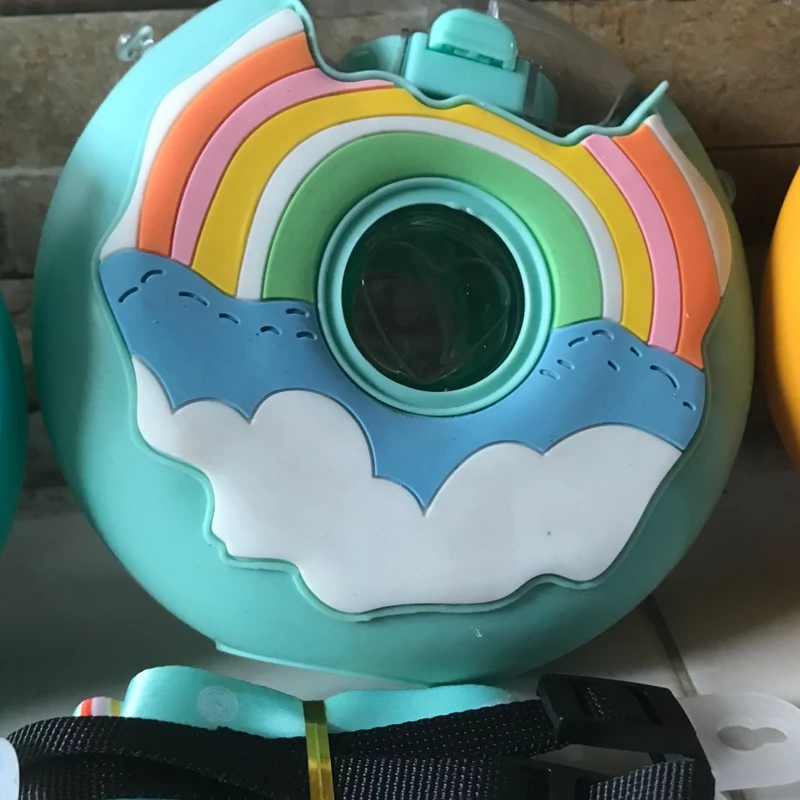 قمقمه مدل سیلیکونی نی دار طرح رنگین کمان